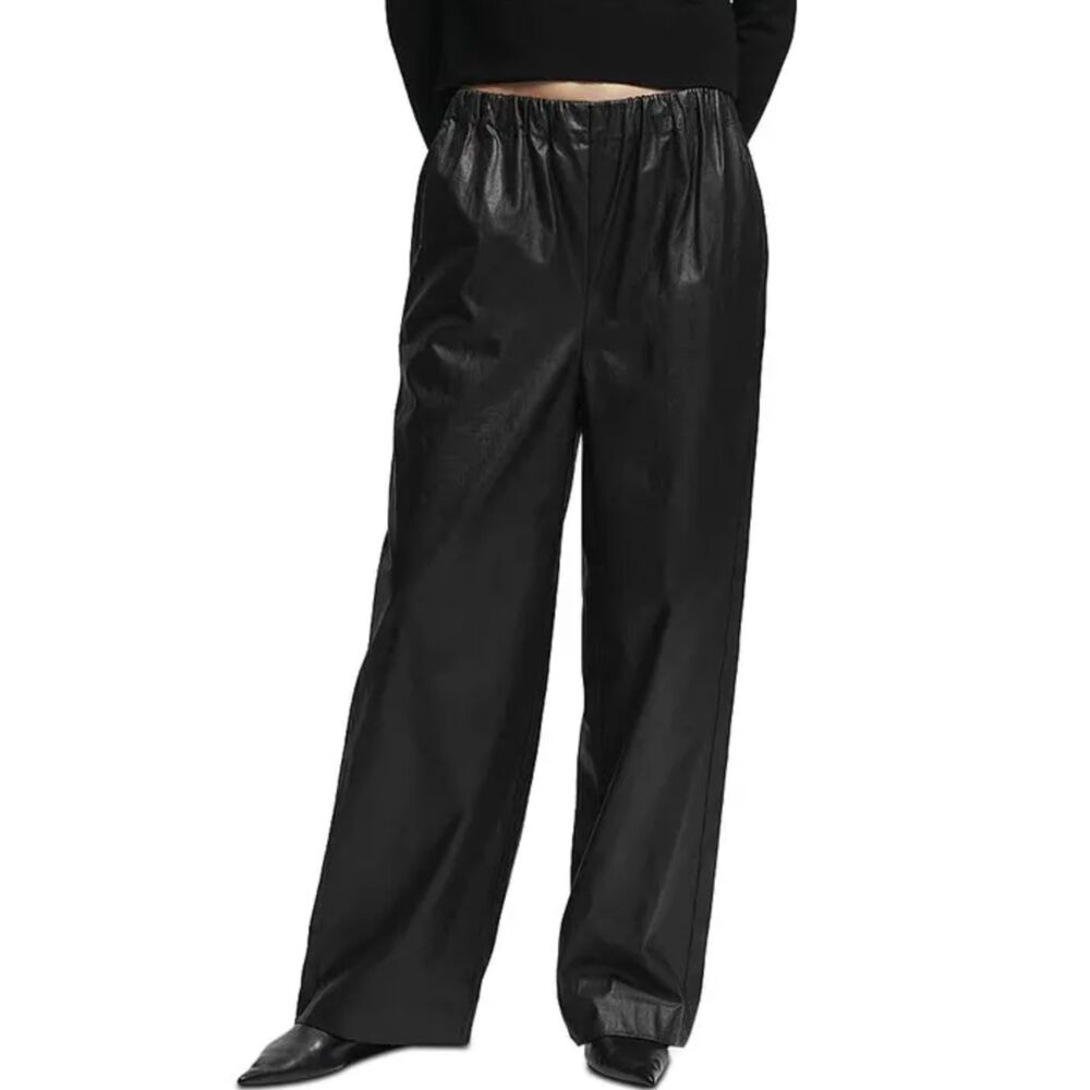 SAINT ART Jakob Faux Leather Wide Leg Pant Black Small
